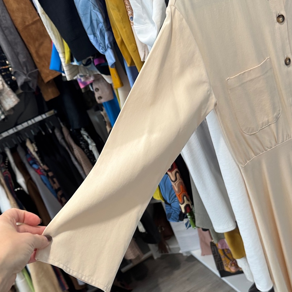 Zara Button-Front Cream Shirt Dress - Picture 5 of 8